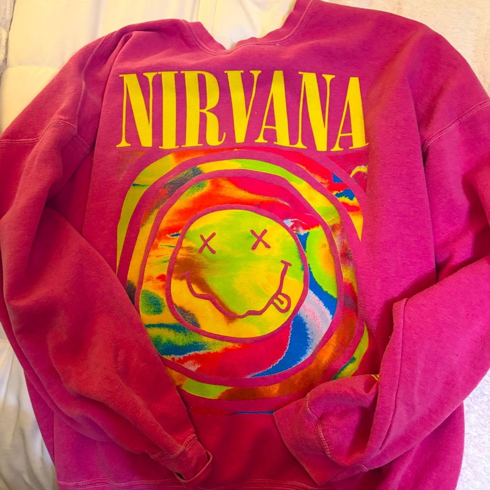 pink nirvana urban outfitters hoodie!!
